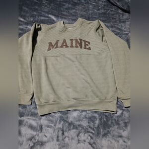 Blue 84 Olive Crewneck Sweater with Maine Design